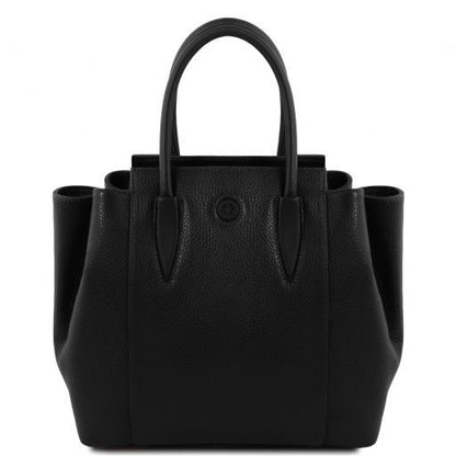 Black leather Handbags Tulipan - by Tuscany Leather