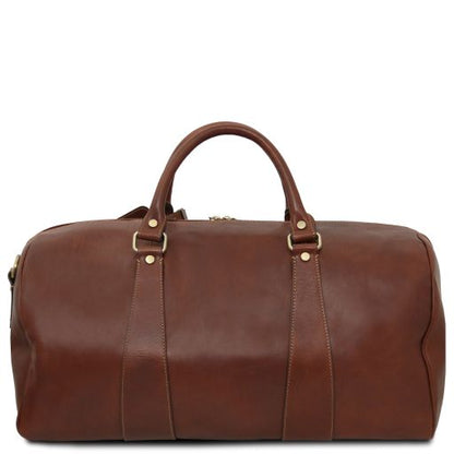 Dark Brown leather Duffel Bags TL Voyager by Tuscany Leather