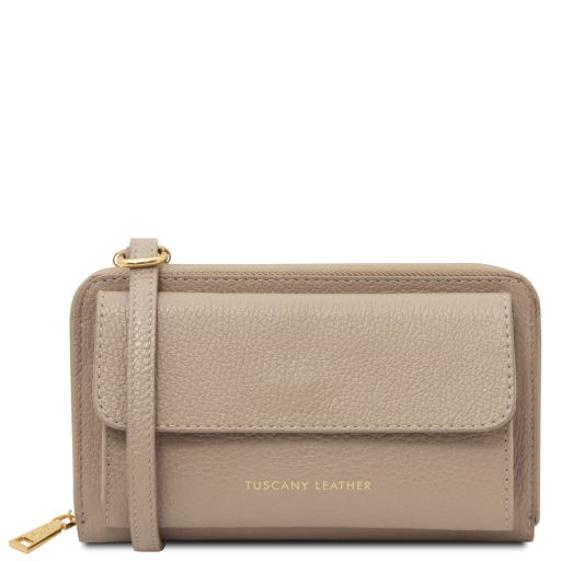 Urania - Leather wallet/phone holder with strap