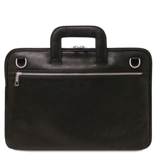 Black leather Messenger Bags Caserta - by Tuscany Leather