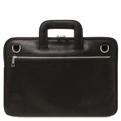 Black leather Messenger Bags Caserta - by Tuscany Leather