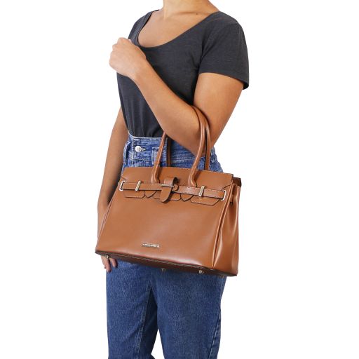 Cognac leather Handbags TL by Tuscany Leather
