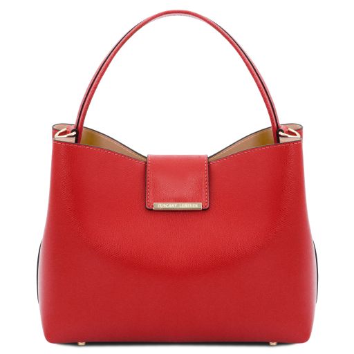 Lipstick Red leather Handbags Clio - by Tuscany Leather