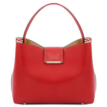 Lipstick Red leather Handbags Clio - by Tuscany Leather