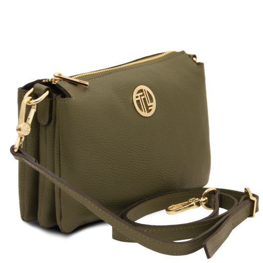 Dark Taupe leather Handbags Sia - by Tuscany Leather