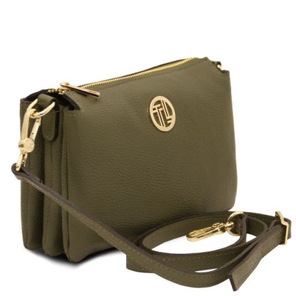 Dark Taupe leather Handbags Sia - by Tuscany Leather