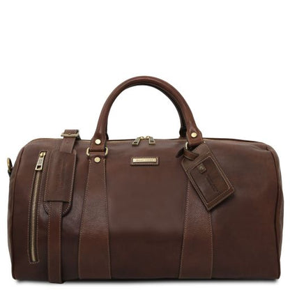 Dark Brown leather Duffel Bags TL Voyager by Tuscany Leather