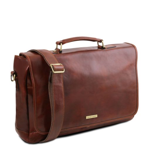 Dark Brown leather Briefcases Mantova - by Tuscany Leather