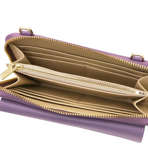 Urania - Leather wallet/phone holder with strap