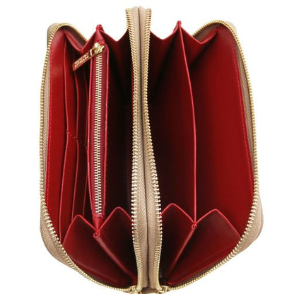 Mira - Double zip around leather wallet
