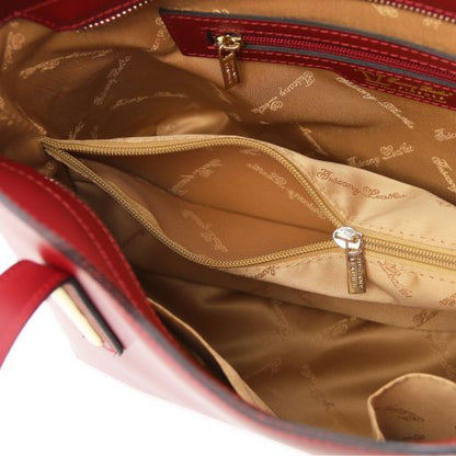 Red leather Handbags Olimpia - by Tuscany Leather