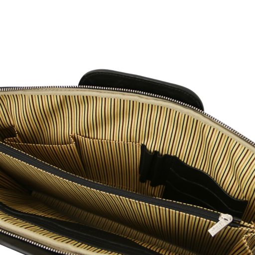 Black leather Messenger Bags Caserta - by Tuscany Leather