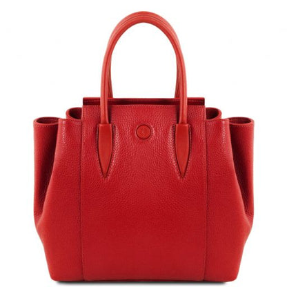 Lipstick Red leather Handbags Tulipan - by Tuscany Leather