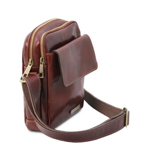 Dark Brown leather Satchels Larry - by Tuscany Leather