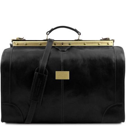 Black leather Duffel Bags Madrid - by Tuscany Leather