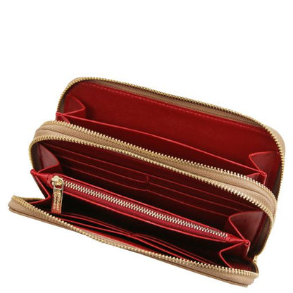 Mira - Double zip around leather wallet