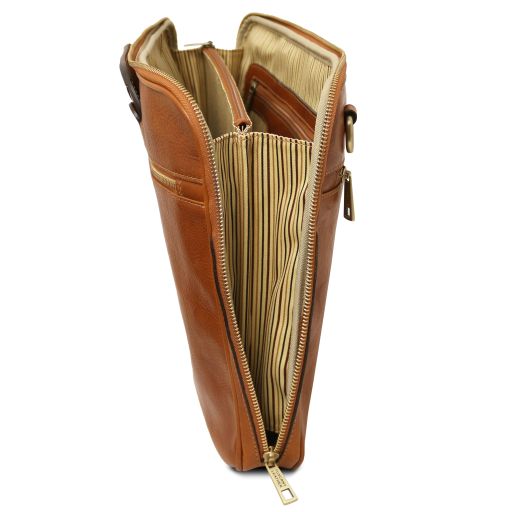 Black leather Messenger Bags Caserta - by Tuscany Leather