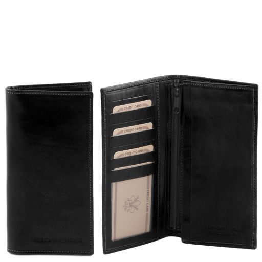 Black leather Wallets & Money Clips Exclusive vertical by Tuscany Leather
