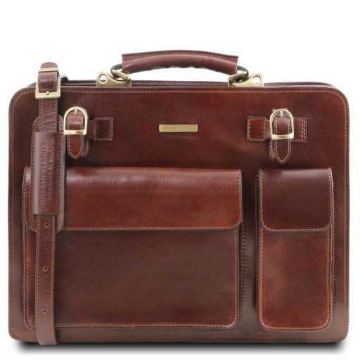 Brown leather Briefcases Venezia - by Tuscany Leather