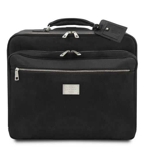 Black leather Suitcases Varsavia - by Tuscany Leather