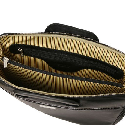 Black leather Messenger Bags Caserta - by Tuscany Leather