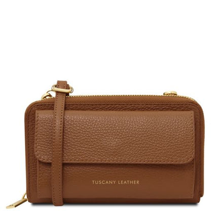 Urania - Leather wallet/phone holder with strap