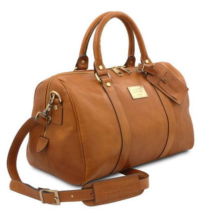 Black leather Duffel Bags TL Voyager by Tuscany Leather