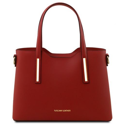 Red leather Handbags Olimpia - by Tuscany Leather