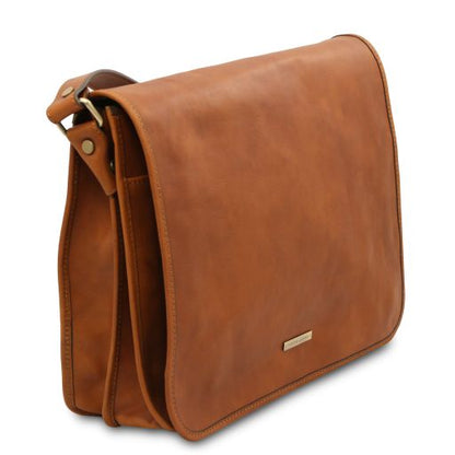 Dark Brown leather Satchels TL Messenger by Tuscany Leather