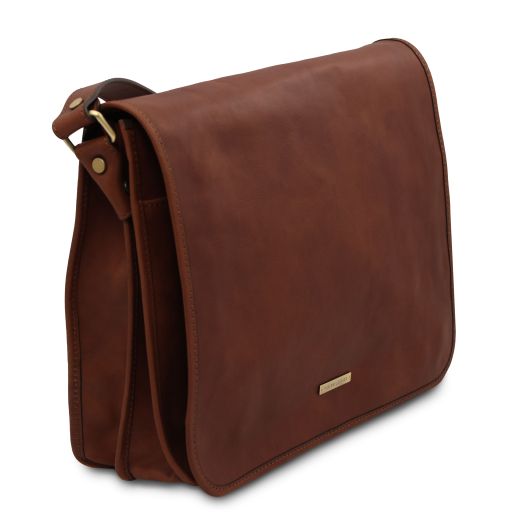 TL Messenger - Two compartments leather shoulder bag - Large size
