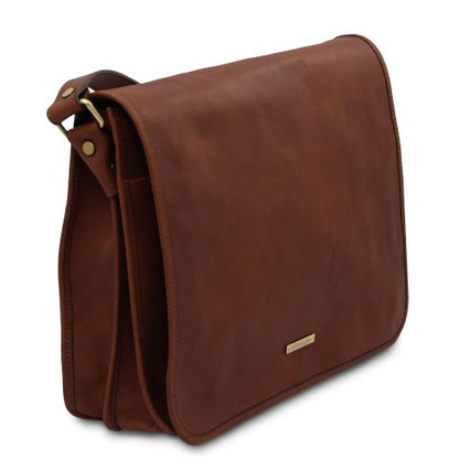 TL Messenger - Two compartments leather shoulder bag - Large size