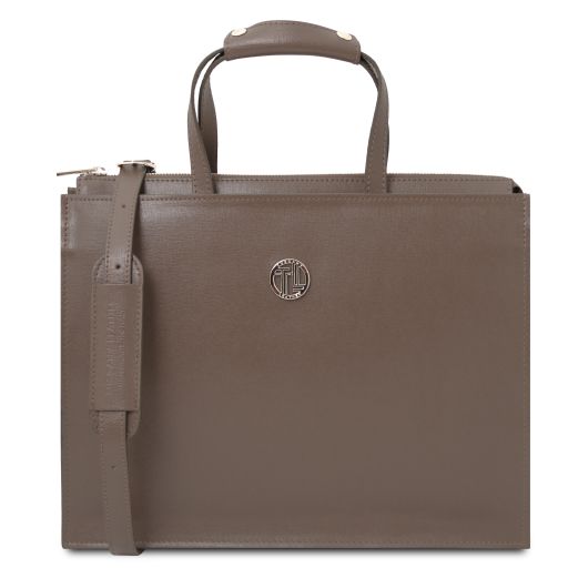 Dark Taupe leather Briefcases Palermo - by Tuscany Leather
