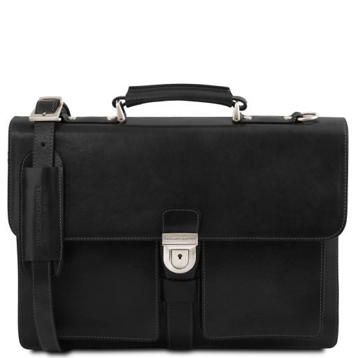 Black leather Briefcases Assisi - by Tuscany Leather