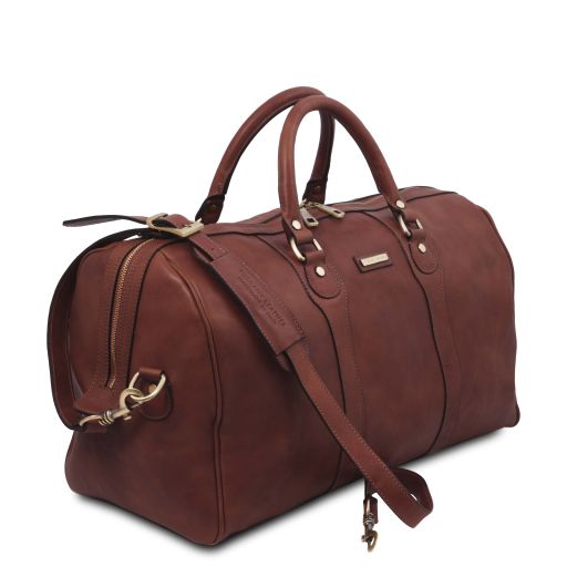 Dark Brown leather Duffel Bags Oslo - by Tuscany Leather