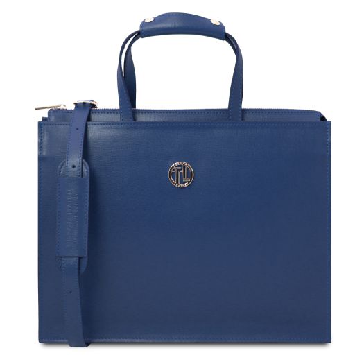 Dark Blue leather Briefcases Palermo - by Tuscany Leather