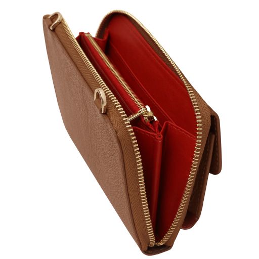 Urania - Leather wallet/phone holder with strap