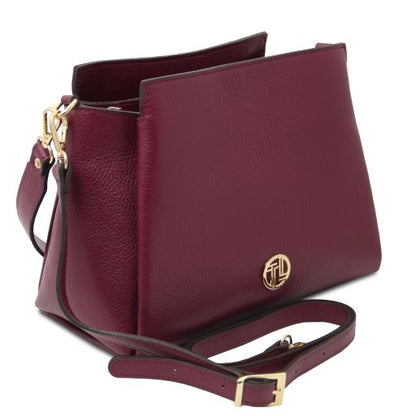 Dark Taupe leather Shoulder Bags Abby - by Tuscany Leather