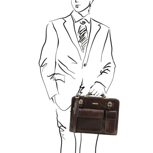 Brown leather Briefcases Venezia - by Tuscany Leather