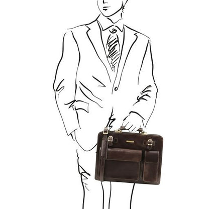 Brown leather Briefcases Venezia - by Tuscany Leather