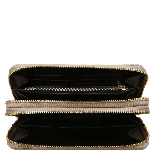 Gaia - Double zip around leather wallet
