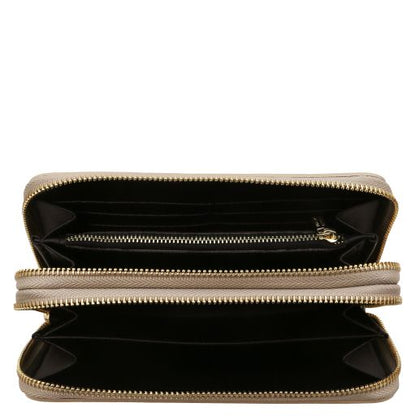 Gaia - Double zip around leather wallet