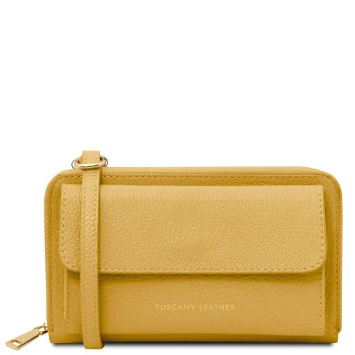 Urania - Leather wallet/phone holder with strap