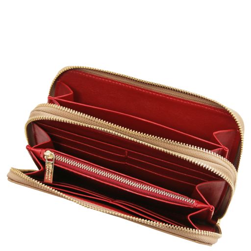 Mira - Double zip around leather wallet