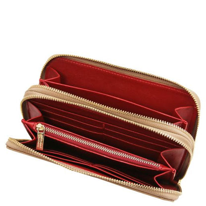 Mira - Double zip around leather wallet