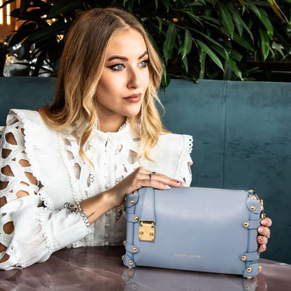 Dark Blue leather Handbags Praline - by Tuscany Leather