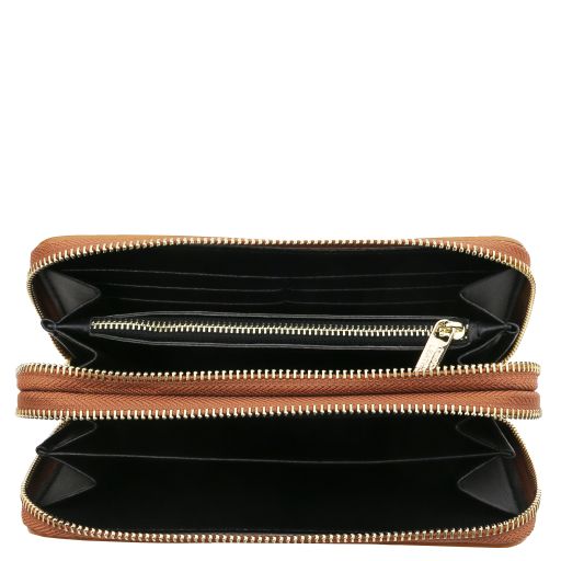 Gaia - Double zip around leather wallet