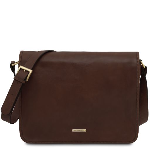 TL Messenger - Two compartments leather shoulder bag - Large size