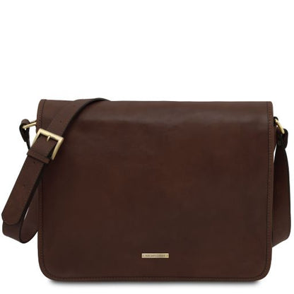 TL Messenger - Two compartments leather shoulder bag - Large size