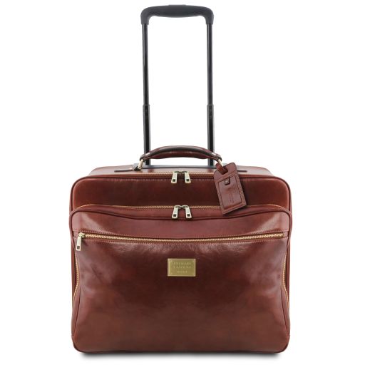 Black leather Suitcases Varsavia - by Tuscany Leather