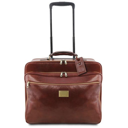 Black leather Suitcases Varsavia - by Tuscany Leather